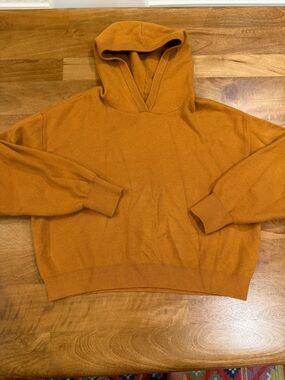 Maeve Hooded Knit Sweater in Amber Brown - Size Small